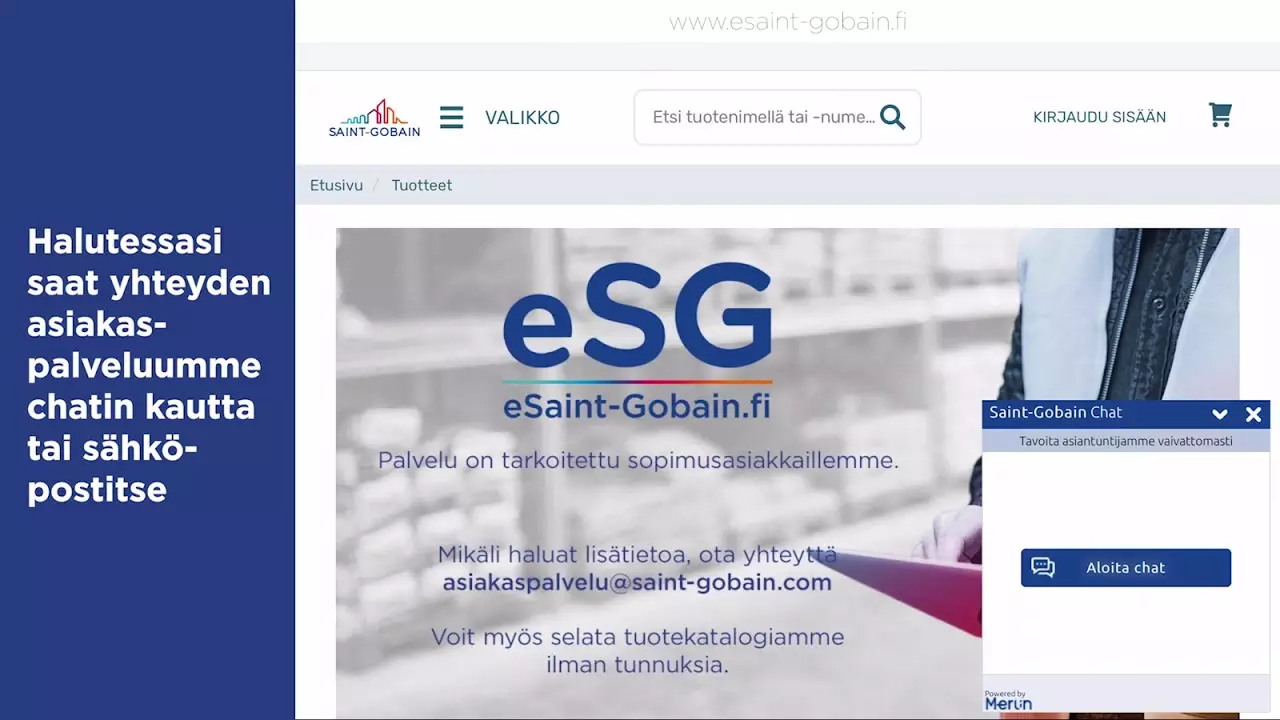 eSaint-Gobain -palvelu Saint-Gobain Finland-sopimusasiakkaille thumbnail
